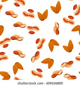 Very high quality original trendy vector seamless pattern with almonds, brazil nut and peanut