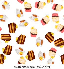 Very high quality original trendy vector seamless pattern with orange cake or pie