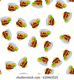 Very high quality original trendy vector seamless pattern with orange cake or pie