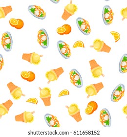 Very high quality original trendy vector seamless pattern with orange ice cream