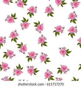 Very high quality original trendy realistic vector seamless pattern with rose bush or bouquet of roses