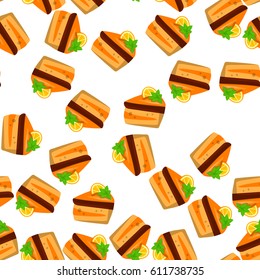 Very high quality original trendy vector seamless pattern with orange cake or pie