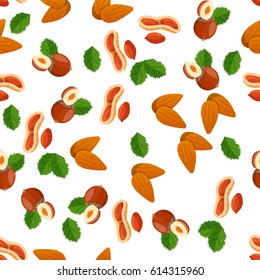 Very high quality original trendy vector seamless pattern with almonds , peanut and hazelnut