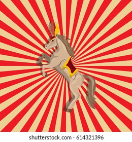 Very high quality original trendy vector illustration of circus or carnival horse with plume