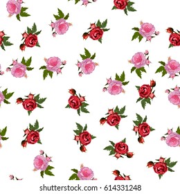 Very high quality original trendy realistic vector seamless pattern with rose bush or bouquet of roses