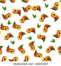 Very high quality original trendy vector seamless pattern with peach, exotic tropical fruit