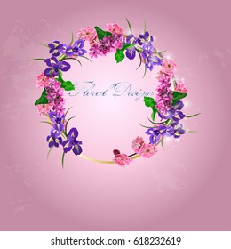 Very high quality original trendy vector illustration of Japanese plum blossom or red cherry flower and in original floral template of invitation