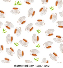 Very high quality original trendy vector seamless pattern with tea cup