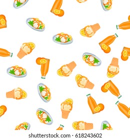 Very high quality original trendy vector seamless pattern with orange ice cream