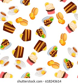 Very high quality original trendy vector seamless pattern with orange cake or pie