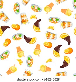 Very high quality original trendy vector seamless pattern with orange ice cream