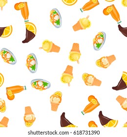 Very high quality original trendy vector seamless pattern with orange ice cream