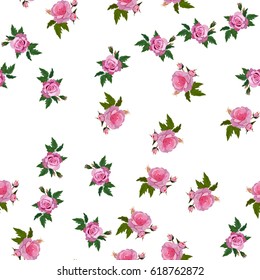 Very high quality original trendy realistic vector seamless pattern with rose bush or bouquet of roses