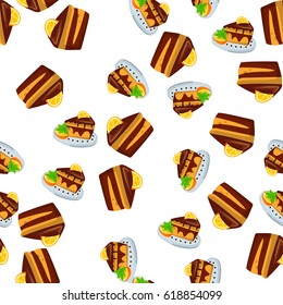Very high quality original trendy vector seamless pattern with orange cake or pie