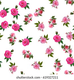Very high quality original trendy realistic vector seamless pattern with rose bush or bouquet of roses