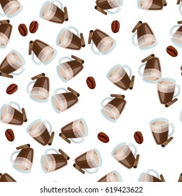 Very high quality original trendy vector seamless pattern with cinnamon hot chocolate cup