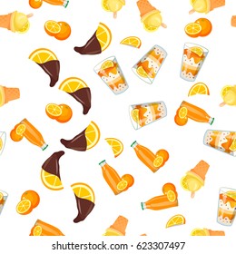 Very high quality original trendy vector seamless pattern with orange ice cream