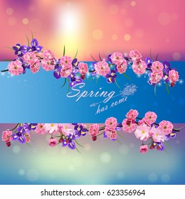 Very high quality original trendy vector illustration of Japanese plum blossom or red cherry flower and in original floral template of invitation