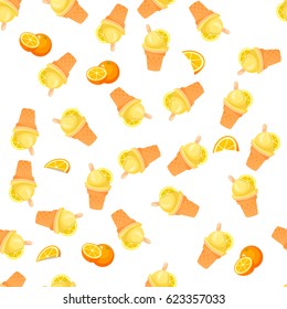 Very high quality original trendy vector seamless pattern with orange ice cream