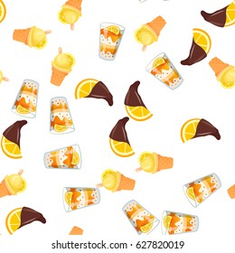 Very high quality original trendy vector seamless pattern with orange ice cream