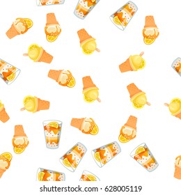 Very high quality original trendy vector seamless pattern with orange ice cream