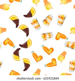 Very high quality original trendy vector seamless pattern with orange ice cream