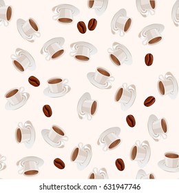 Very high quality original trendy vector seamless pattern with hot chocolate cup