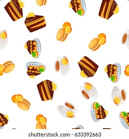 Very high quality original trendy vector seamless pattern with orange cake or pie