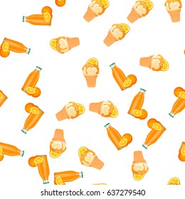 Very high quality original trendy vector seamless pattern with orange ice cream