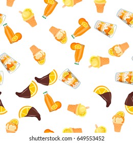 Very high quality original trendy vector seamless pattern with orange ice cream