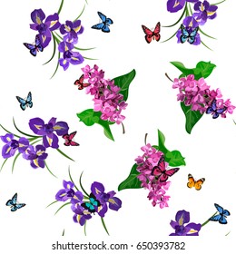 Very high quality original trendy realistic vector seamless pattern with rose bush or bouquet of roses