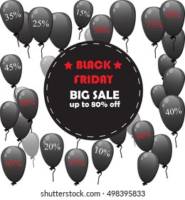 Very high quality original vector black friday sale on background with realistic balloons