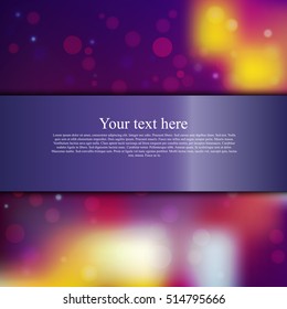 Very High quality original vector banner on Bokeh blur background. can be used for design, web, textures or backgrounds