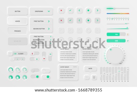 Very highly detailed white user interface pack for websites and mobile apps, vector illustration