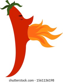 Very hot pepper, illustration, vector on white background.