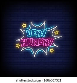 Very Hungry Neon Signs Vector