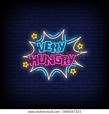 Very Hungry Neon Signs Vector