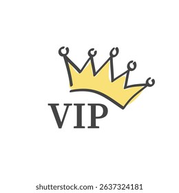 Very important person VIP illustration. Member, privat service, funny emblem with crown. Vector