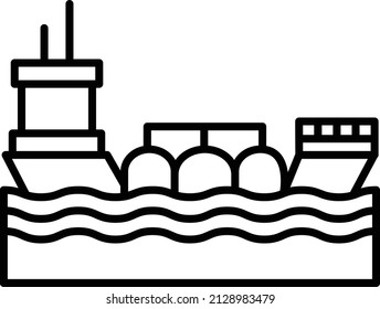 Very Large Crude Carrier Vector Icon Design, crude oil and natural Liquid Gas Symbol, Petroleum and gasoline Sign, power and energy market stock, Oil Tanker Ship Sailing Across the Sea Ocean Concept