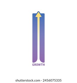 very long arrow sign and growth concept. blue-lilac growth logo