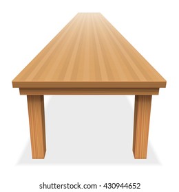 Very long empty wood table - for festive banquet or the like - perspective view from above - isolated vector illustration on white background.