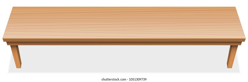 Very Long Table, Extra Long Tabletop With Wooden Texture. Perspective View From Above. Horizontal Isolated Vector Illustration Over White Background.