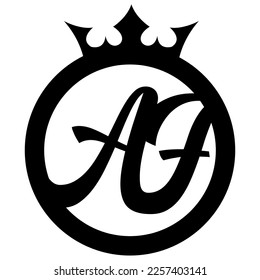 Un logo muy lujoso y hermoso en monograma con la etiqueta de fondo de la corona negra, una corona redonda elegante para la personalidad de la marca y otras necesidades