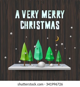 A Very Merry Christmas greeting card with Chrirstmas decor, vector illustration.
