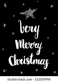 Very Merry Christmas lettering design card. Vector illustration