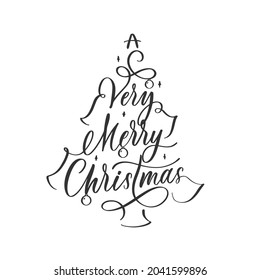 A Very Merry Christmas. Typographical lettering inscription on white background.
