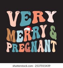 very Merry and pregnant, Christmas Santa graphic design
