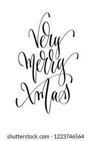 very merry xmas - hand lettering inscription text to winter holiday design, christmas decoration vector illustration