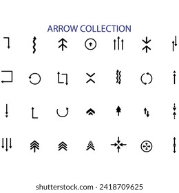 very minimalist Arrow icon set. Containing cursor arrow, changing , switch, move, forward, up, down and refresh symbol icons. isolated Solid icon collection.