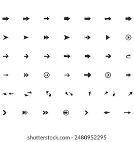 very minimalist Arrow icon set. Containing cursor arrow, changing , switch, move, forward, up, down and refresh symbol icons. isolated Solid icon collection. EPS vector art.